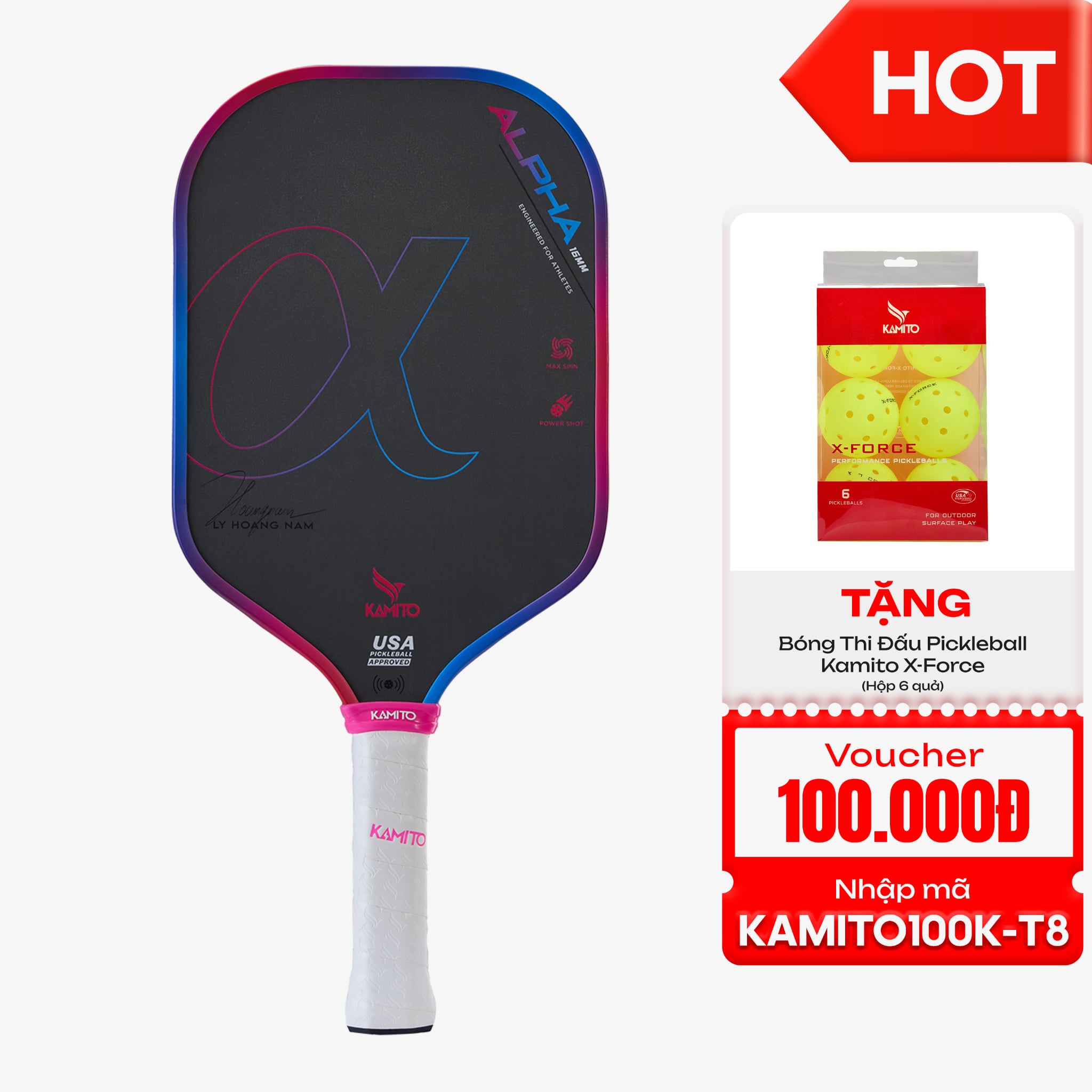 Vợt Pickleball Kamito Alpha (16mm)