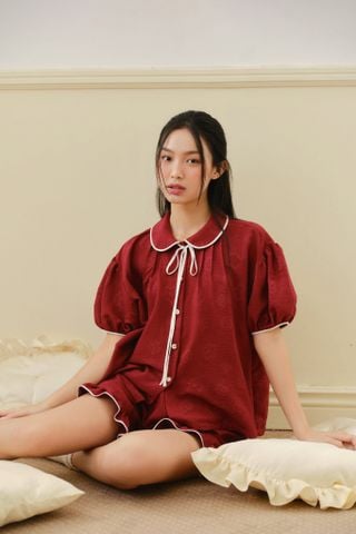 Đồ bộ mặc nhà Freesize phom rộng FS Merlot Bow Set