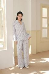 Pijama dài tay Freesize phom rộng FS Bow Stripe Long Sleeve Set