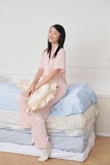 Pijama dài lụa trơn phom rộng mới Blushie Long Py Set