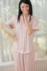 Pijama dài lụa trơn phom rộng mới Blushie Long Py Set
