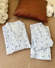Pijama dài tay Freesize phom rộng FS Bow Stripe Long Sleeve Set