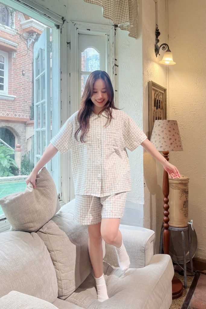 Pijama ngắn freesize FS Caro Py Set Gray