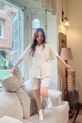 Pijama ngắn freesize FS Caro Py Set Gray