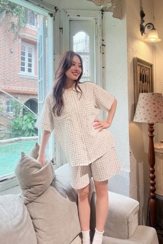 Pijama ngắn freesize FS Caro Py Set Gray