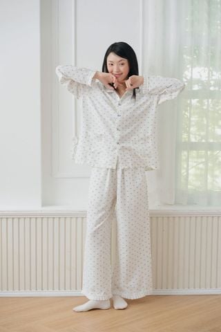 Pijama dài tay Freesize phom rộng FS Coco Long Set in Blue