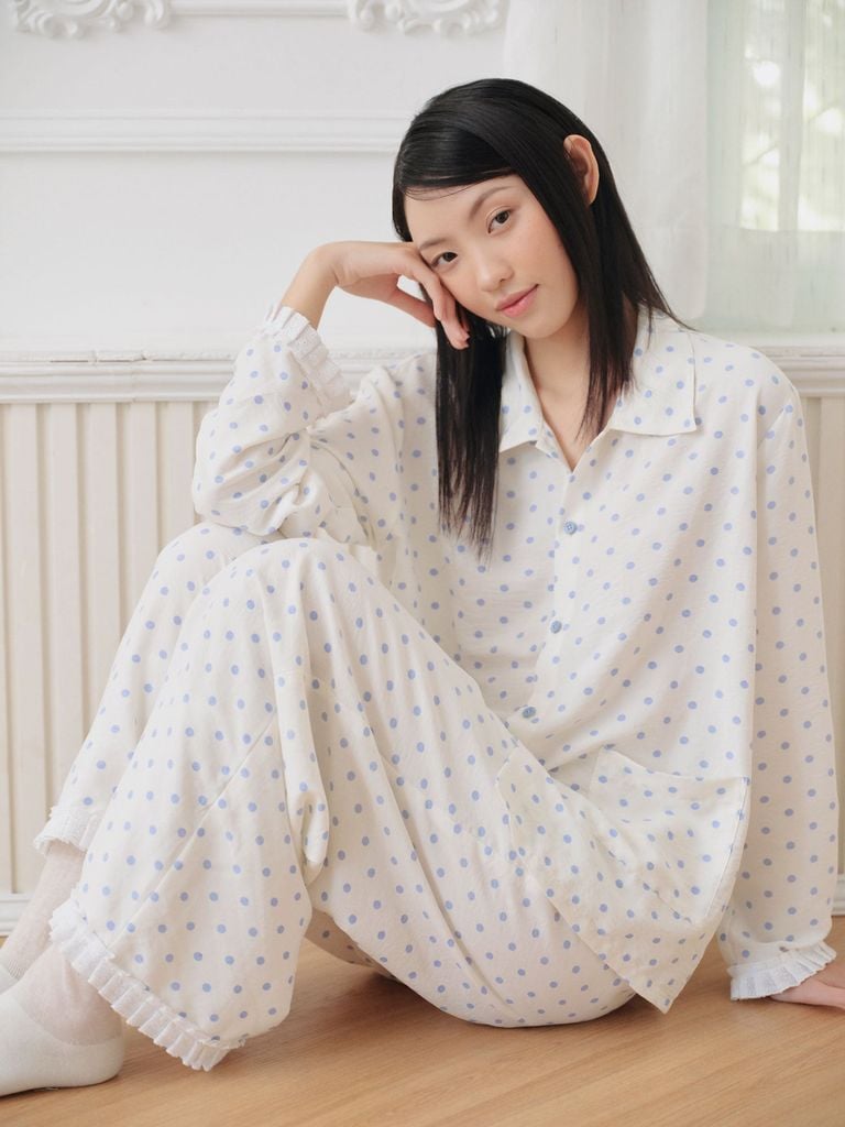 Pijama dài tay Freesize phom rộng FS Coco Long Set in Blue