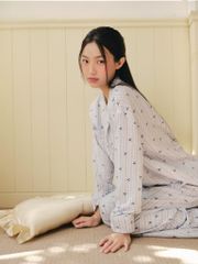 Pijama dài tay Freesize phom rộng FS Bow Stripe Long Sleeve Set