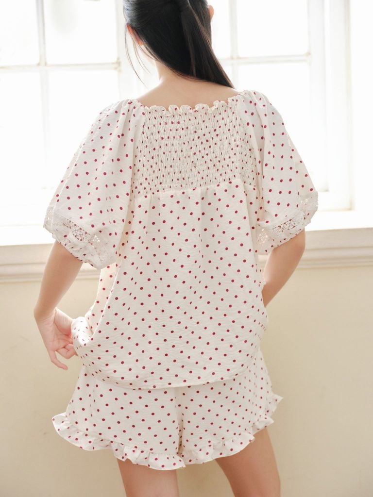 Đồ bộ mặc nhà Freesize phom rộng FS Polka Set in Red