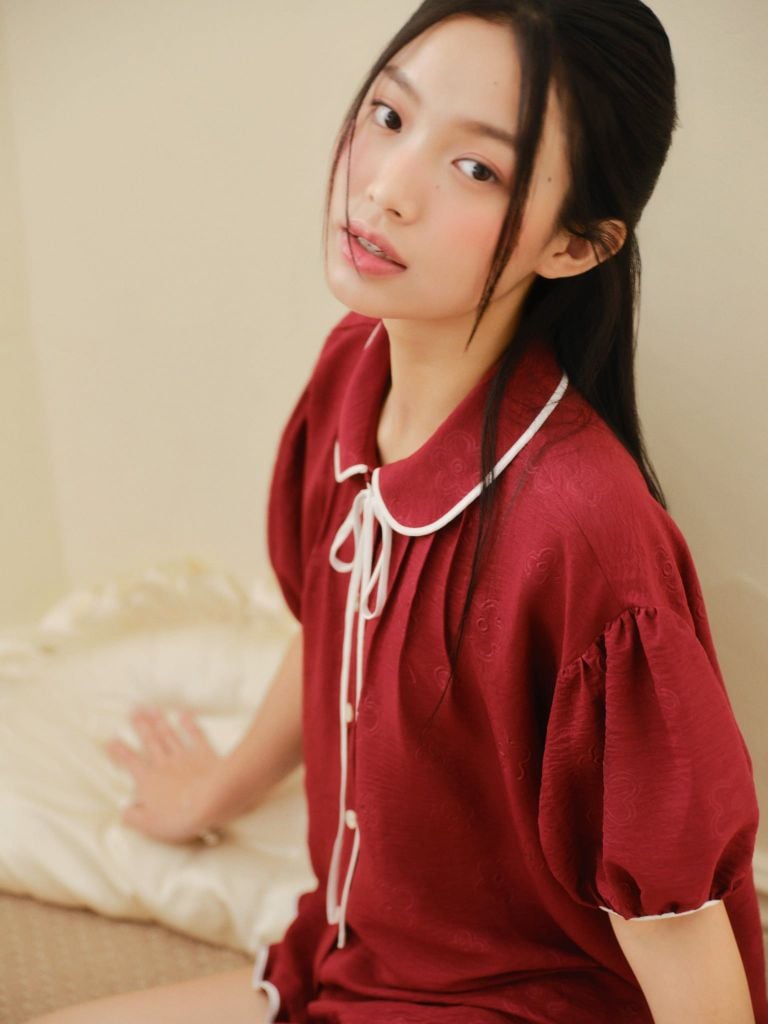 Đồ bộ mặc nhà Freesize phom rộng FS Merlot Bow Set