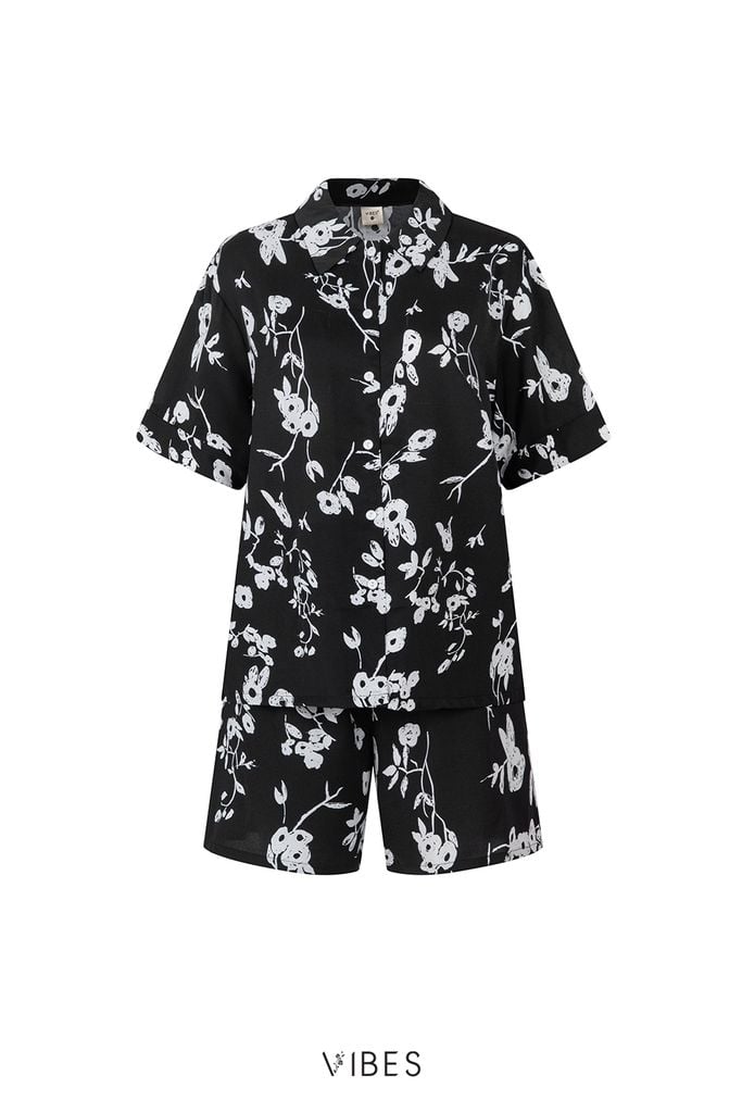 Pijama ngắn freesize FS Tilly Black Py Set