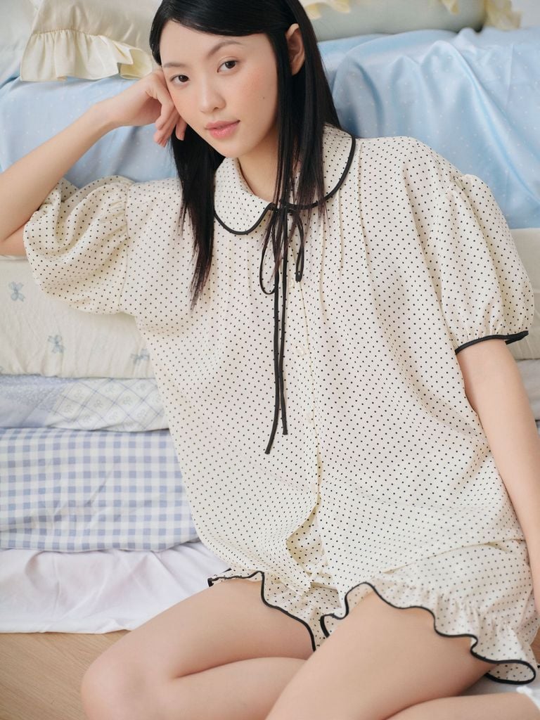 Đồ bộ mặc nhà Freesize phom rộng FS Dottie Bow Set