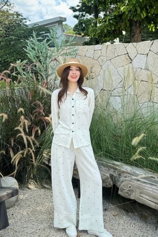 Pijama dài tay Freesize Zoe Green Long Sleeve Set