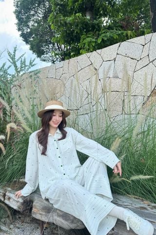 Pijama dài tay Freesize Zoe Green Long Sleeve Set