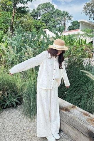 Pijama dài tay Freesize Zoe Pink Star Long Sleeve Set