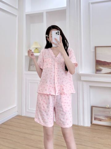 Pijama ngắn cổ V Vie Pink Py Set