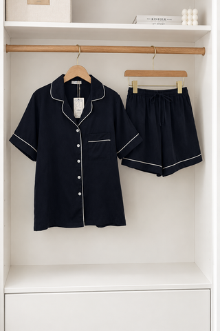 Pijama ngắn lụa trơn phom mới Ink Silk Py Set 2026