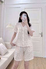 Pijama ngắn cổ V Vie Cream Py Set