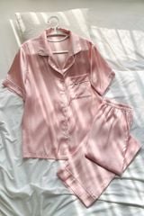 Pijama dài lụa trơn phom rộng mới Blushie Long Py Set