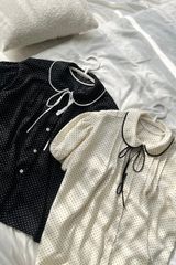 Đồ bộ mặc nhà Freesize phom rộng FS Dottie Bow Set in Cream