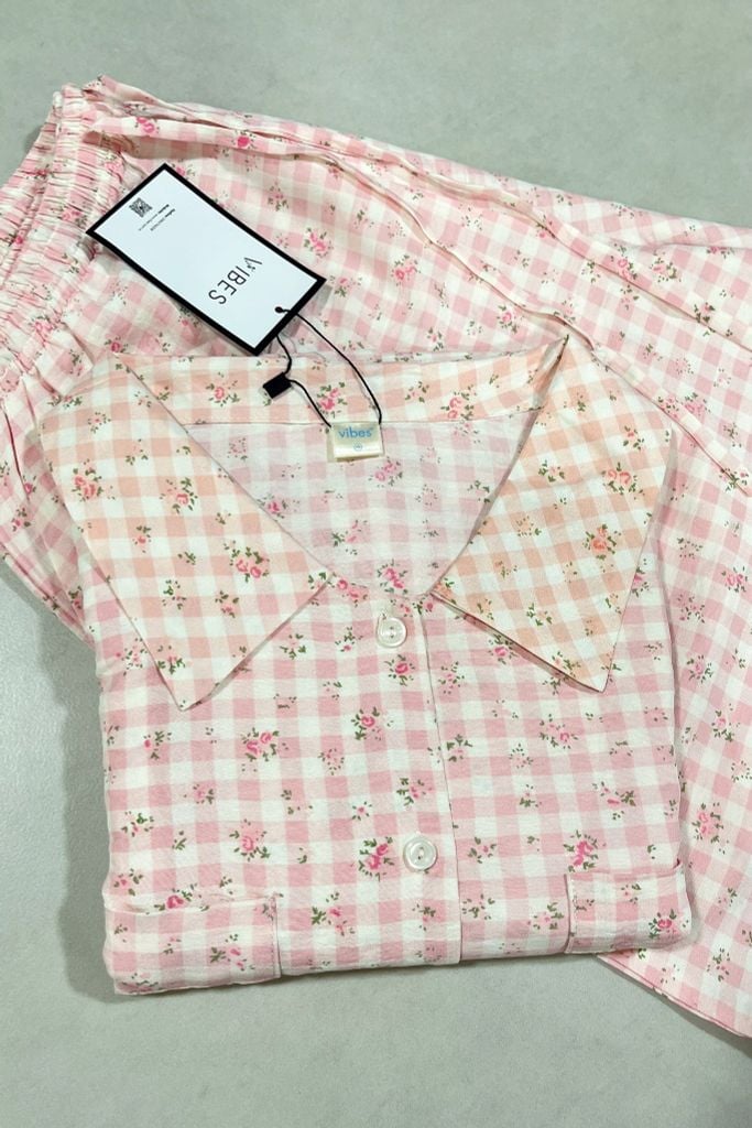 Pijama ngắn freesize FS Caro Py Set Pink*