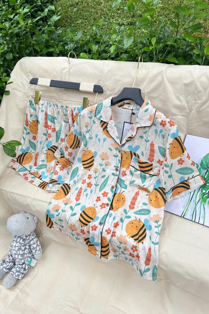 Pijama ngắn Lụa gấm Bee Py Set