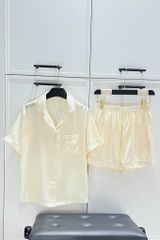 Pijama ngắn lụa trơn phom mới Ivory Silk Py Set