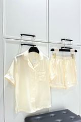 Pijama ngắn lụa trơn phom mới Ivory Silk Py Set