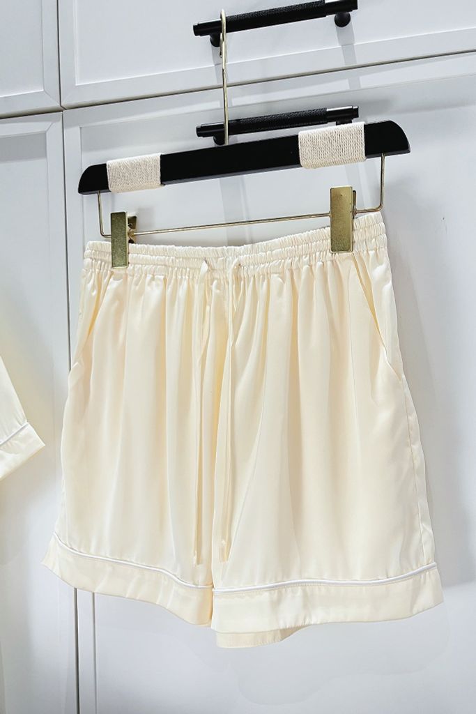 Pijama ngắn lụa trơn phom mới Ivory Silk Py Set