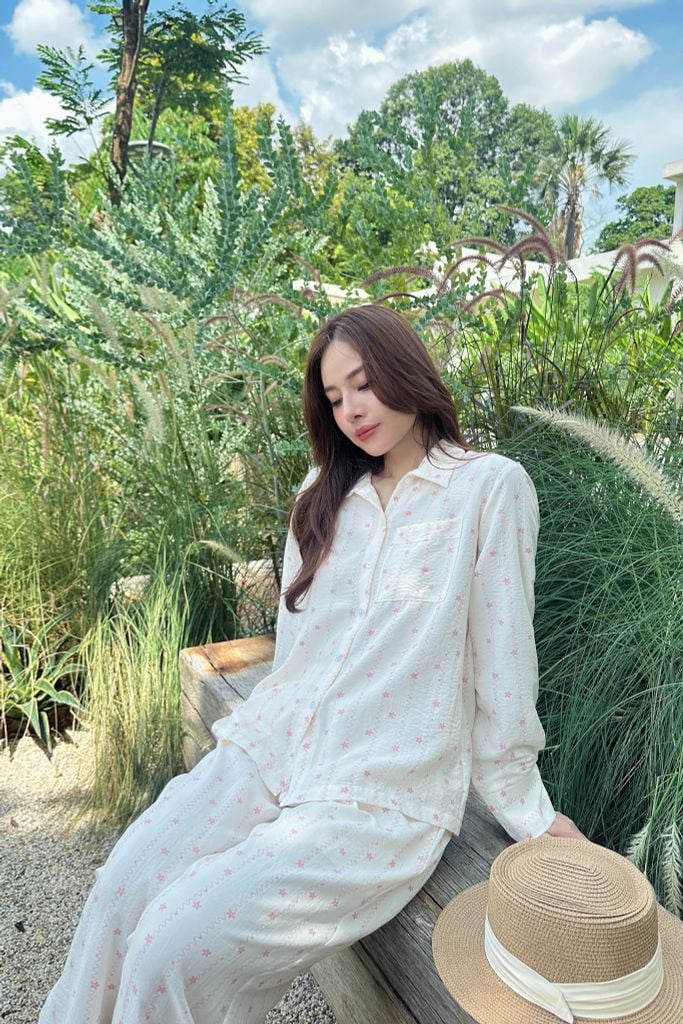 Pijama dài tay Freesize Zoe Pink Star Long Sleeve Set