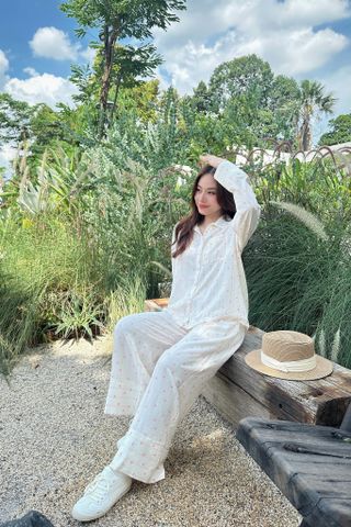 Pijama dài tay Freesize Zoe Pink Star Long Sleeve Set