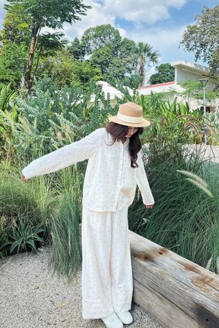Pijama dài tay Freesize Zoe Pink Star Long Sleeve Set