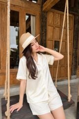 Pijama ngắn lụa trơn phom mới Ivory Silk Py Set