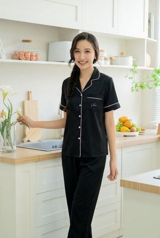 Pijama dài lụa trơn Ink Long Py Set