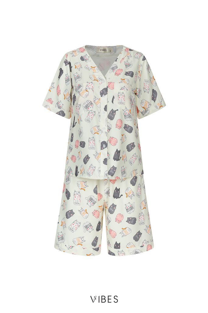Pijama ngắn cổ V Vie Milla Py Set