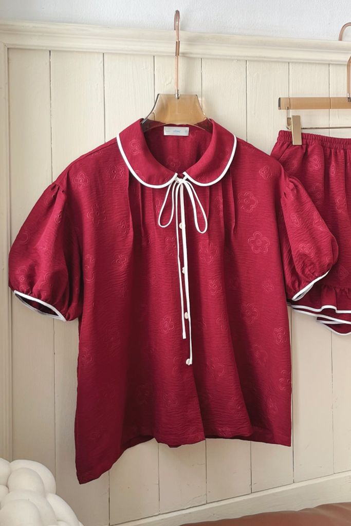 Đồ bộ mặc nhà Freesize phom rộng FS Merlot Bow Set