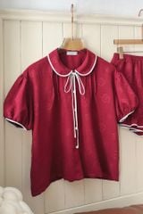 Đồ bộ mặc nhà Freesize phom rộng FS Merlot Bow Set