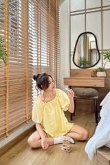 Đồ bộ mặc nhà Freesize phom rộng FS Polka Set in Yellow