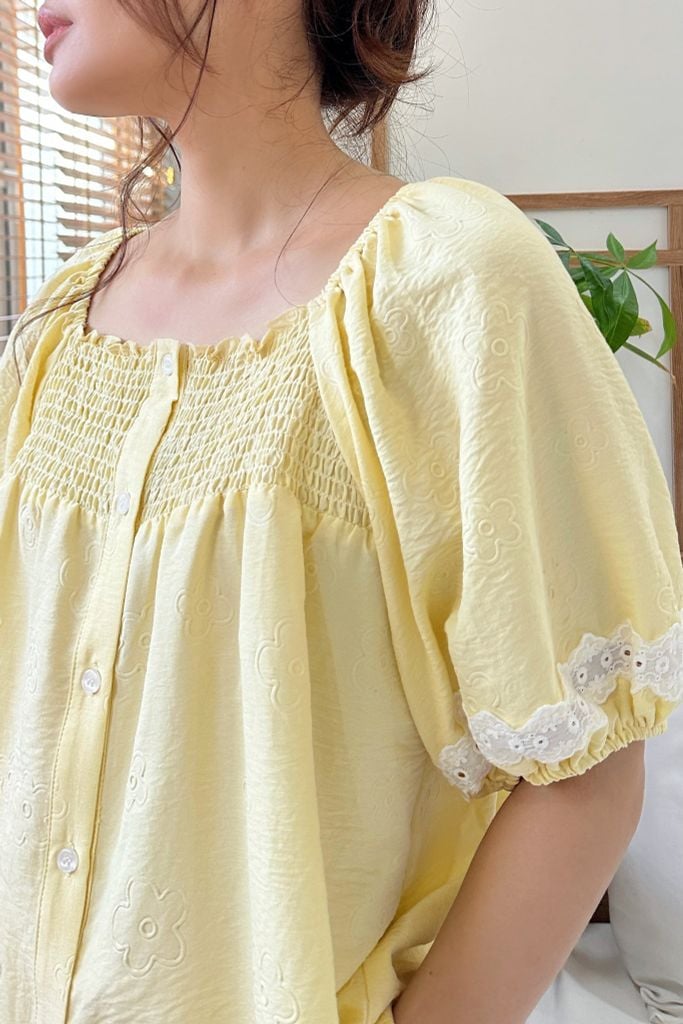 Đồ bộ mặc nhà Freesize phom rộng FS Polka Set in Yellow
