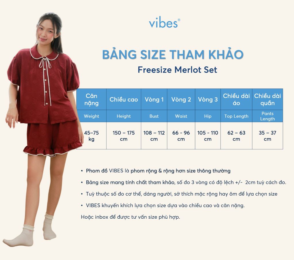 Đồ bộ mặc nhà Freesize phom rộng FS Merlot Bow Set