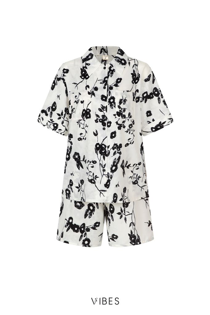 Pijama ngắn freesize FS Tilly White Py Set