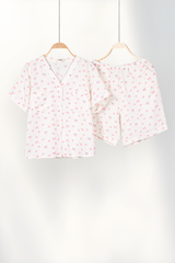 Pijama ngắn cổ V Vie Cream Py Set