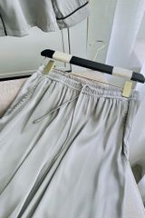Pijama dài tay lụa trơn xám Moon Long Sleeve Set
