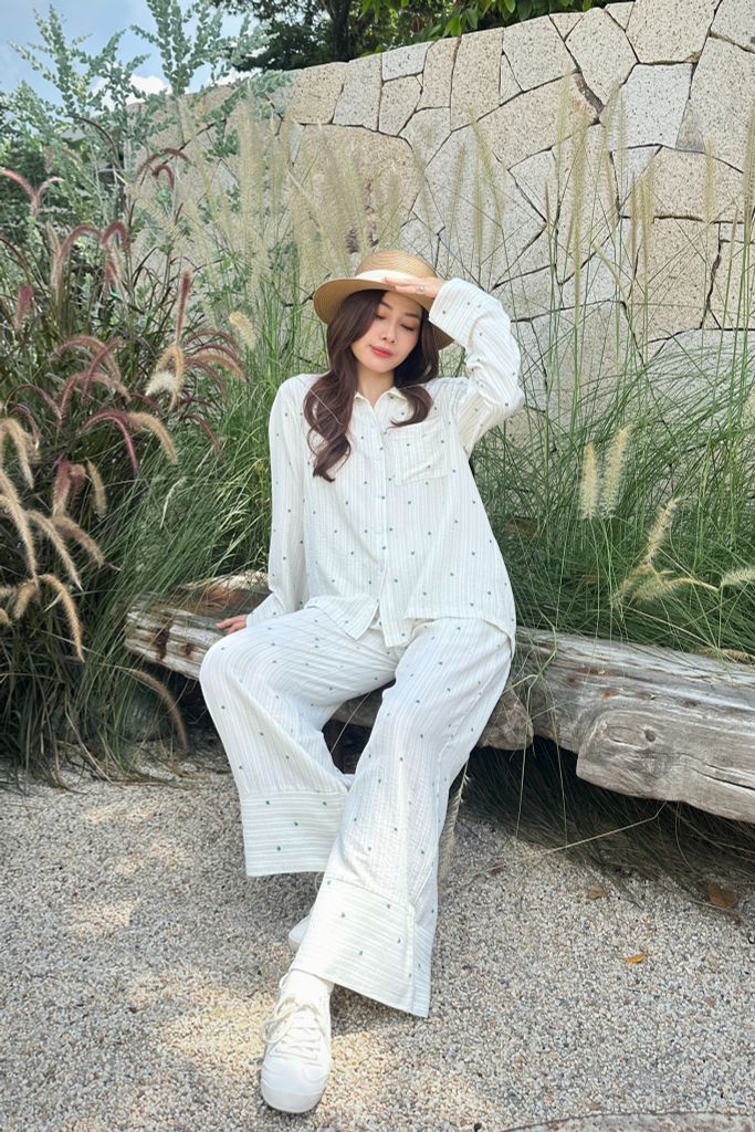 Pijama dài tay Freesize Zoe Green Long Sleeve Set