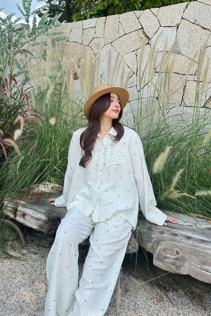 Pijama dài tay Freesize Zoe Green Long Sleeve Set