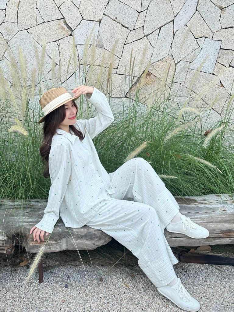 Pijama dài tay Freesize Zoe Green Long Sleeve Set