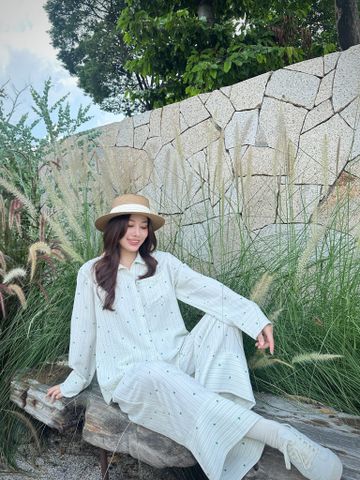 Pijama dài tay Freesize Zoe Green Long Sleeve Set