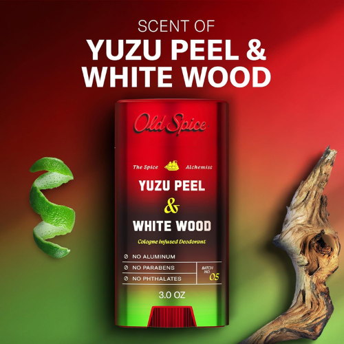  Lăn Khử Mùi Old Spice The Spice Alchemist Collection Yuzu Peel & White Wood 85Gr (Sáp Trắng) 