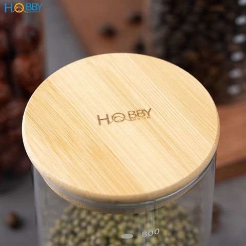 Hũ thuỷ tinh nắp gỗ ron cao su 3 size tuỳ chọn Hobby home decor LTT2