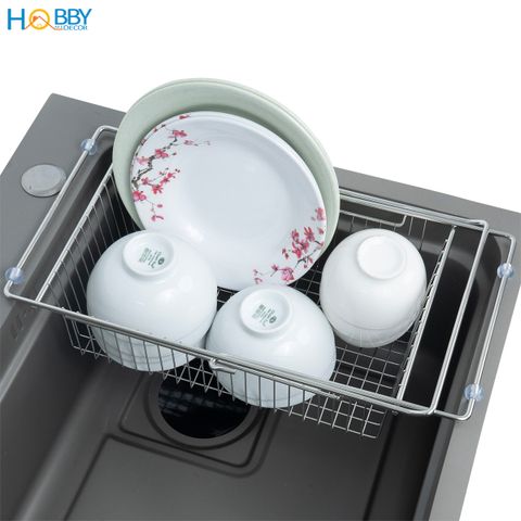 Khay đựng chén đĩa đa năng gác bồn rửa inox 304 Hobby home decor KDC8